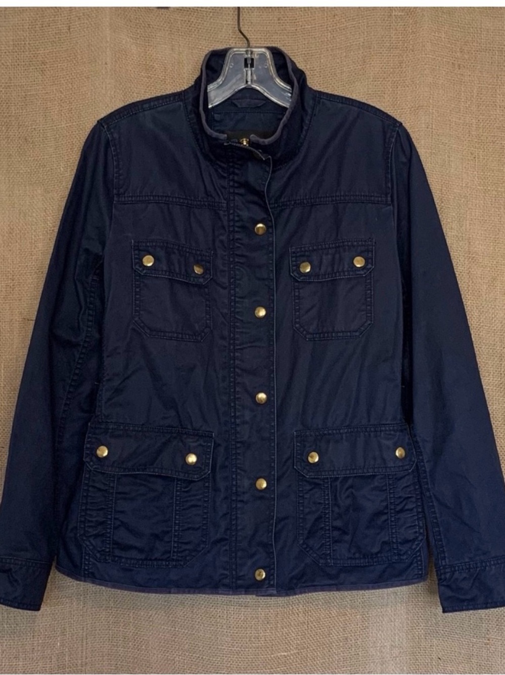 J. Crew Barn Coat Waxed Jacket Navy Dark Blue Medium